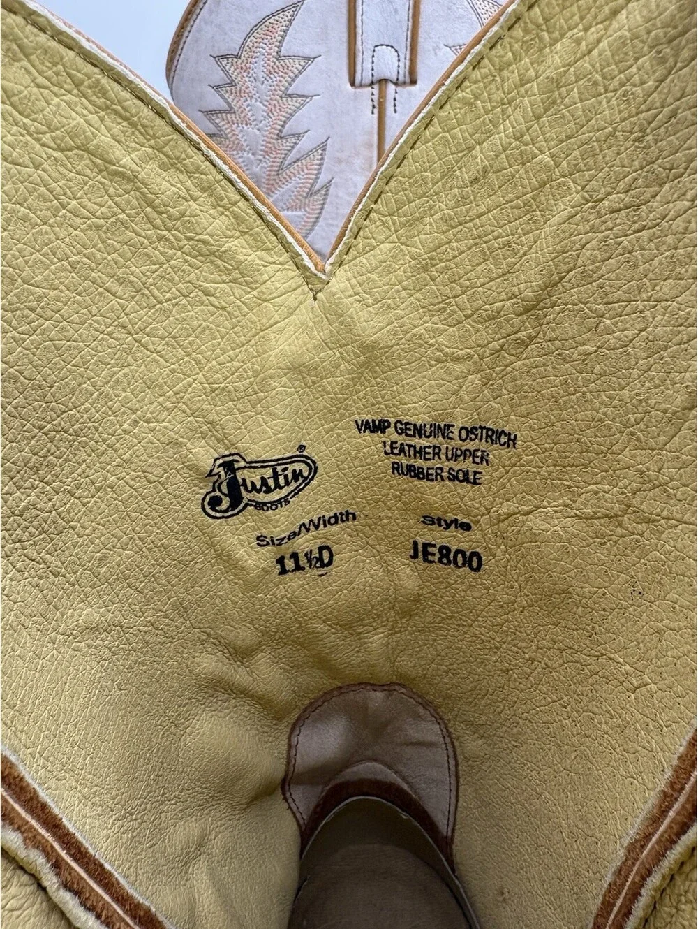 Justin JE800 Genuine Ostrich Mens Sz 11.5 D Leather Boots Square Toe Tan NWT
